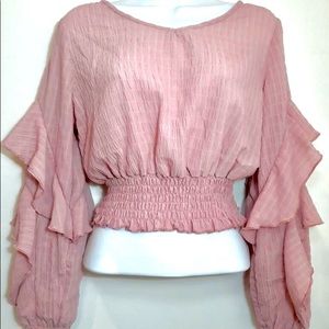 She+Sky Blush Ruffle Top.